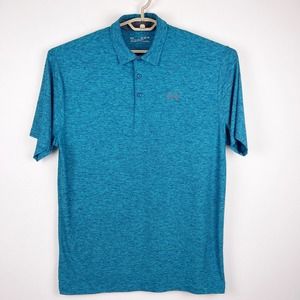 Under Armour Teal Green Marled Polo Shirt Classic Heatgear Loose Men's XL Tall